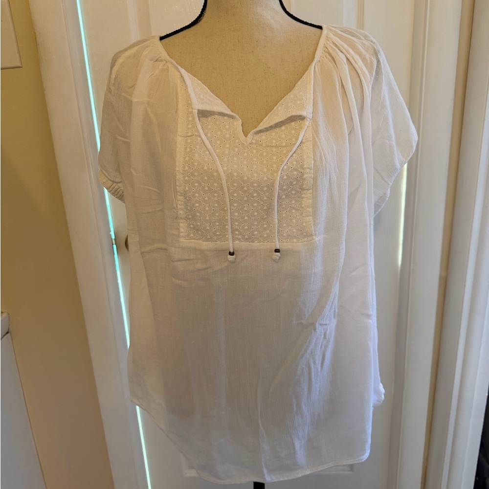 Chaps Women's White Peasant Blouse
